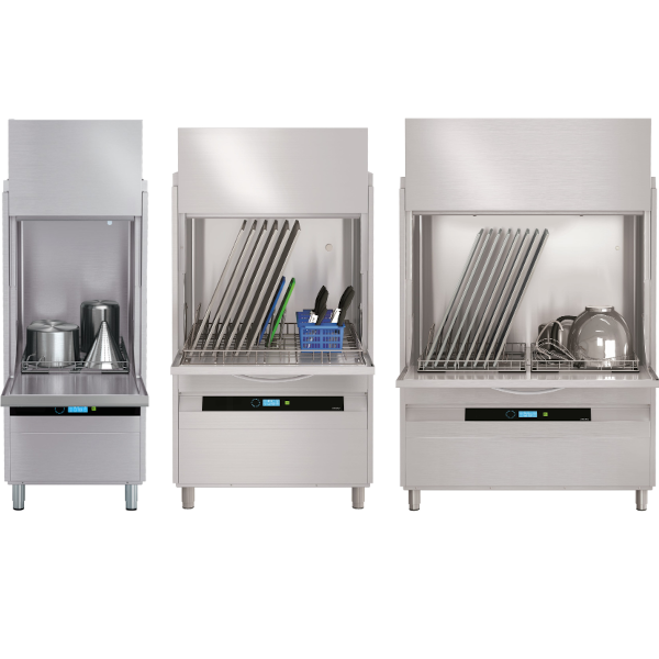Leistungsstarke Industrie-Utensilienspülmaschine von Suisse Systems für Bäckereien und Metzgereien.